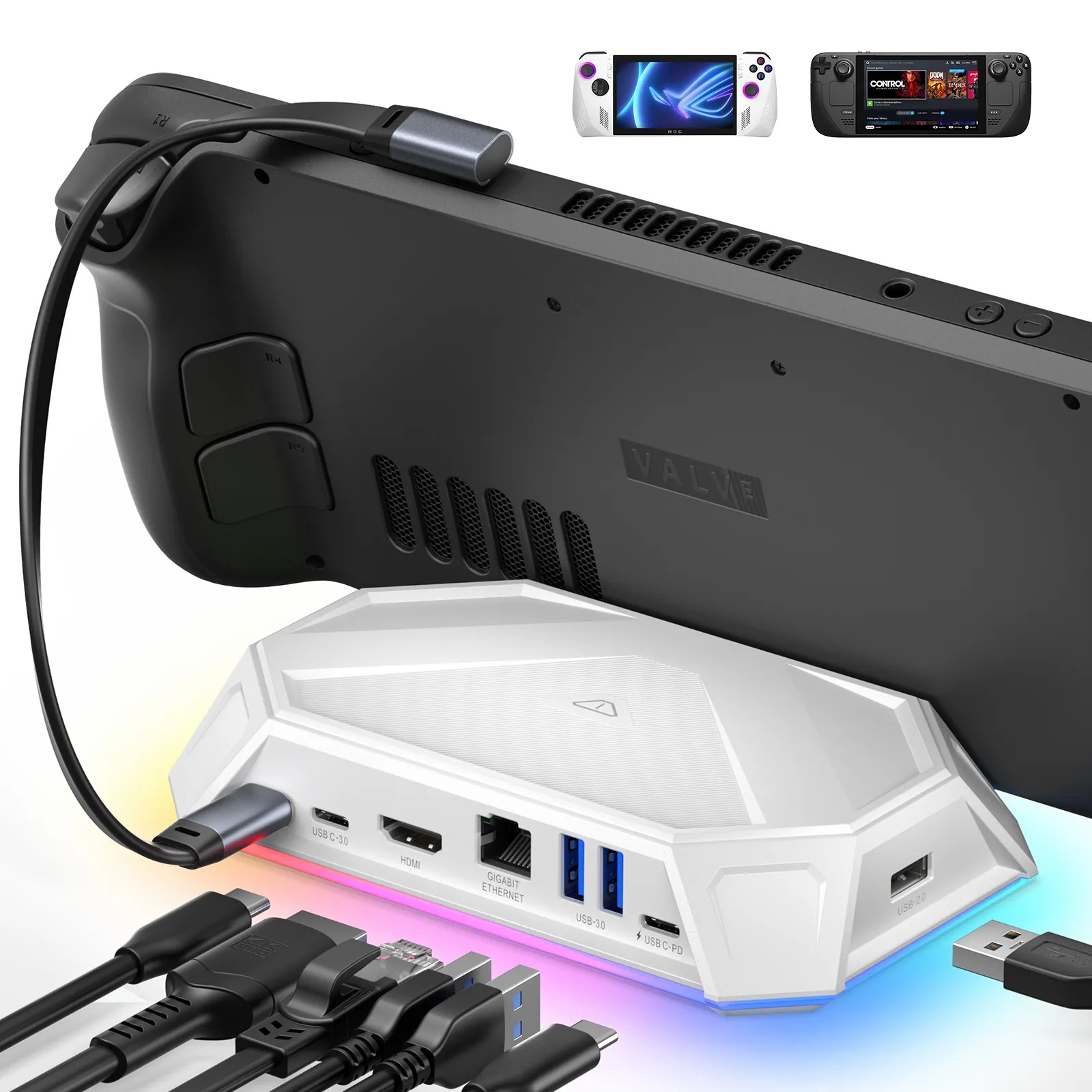 JSAUX 8-Port RGB Docking Station 八口 擴展塢(白色)