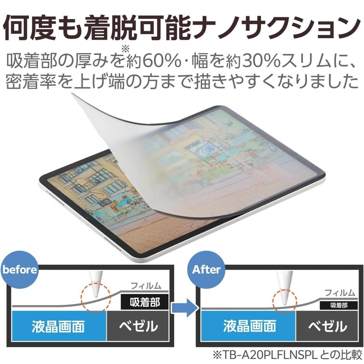 ELECOM 13-inch iPad Air (M2) 防反光紙繪質感保護貼(上質紙-裝脫式)