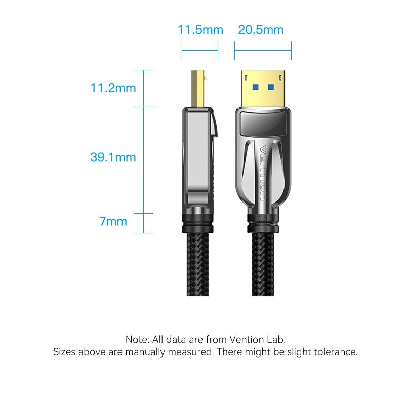Vention Displayport 2.1 16K@30Hz/10K@60Hz/4K@240Hz 尼龍編織影像線(2m)