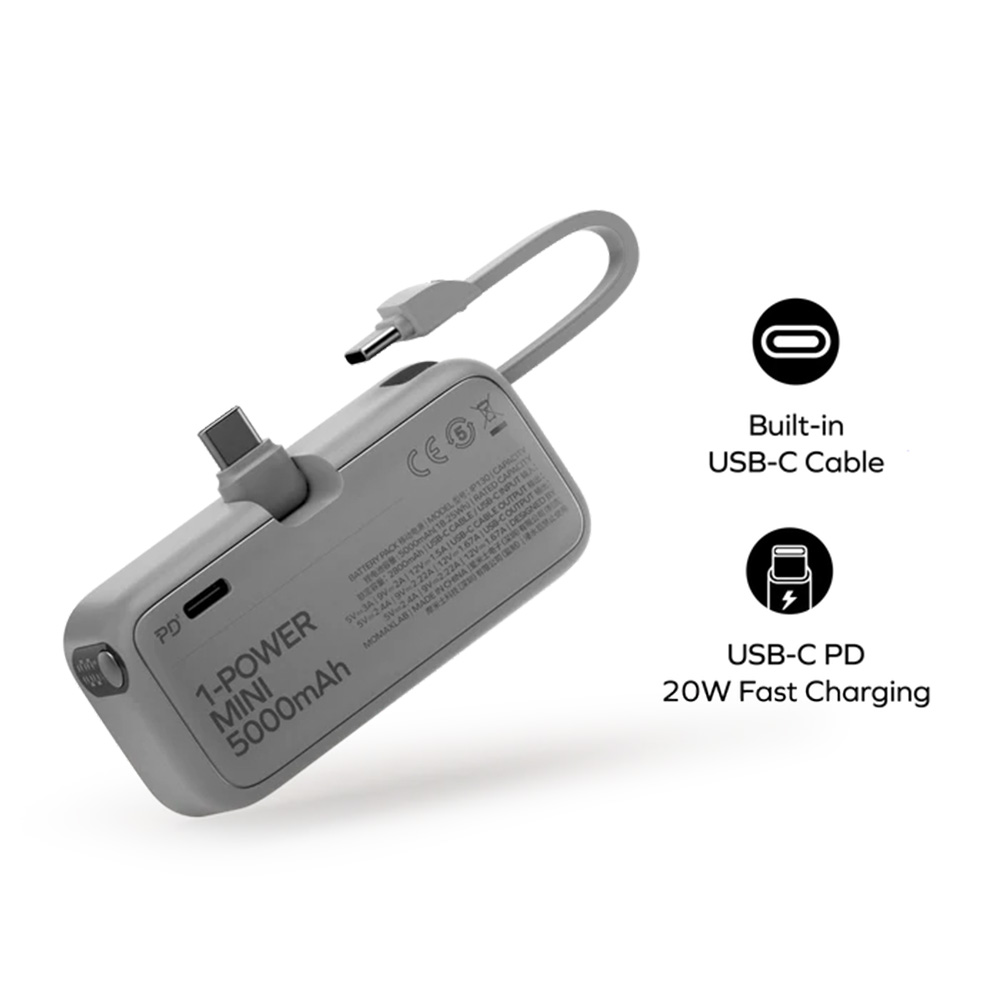 MOMAX 1-Power Mini 5000mAh 內置USB-C線 3合1 流動電源(綠色)
