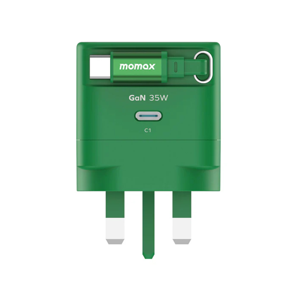 MOMAX 1-Charge+ 35W GaN 單輸出及伸縮USB-C 線充電器(綠色-35w)