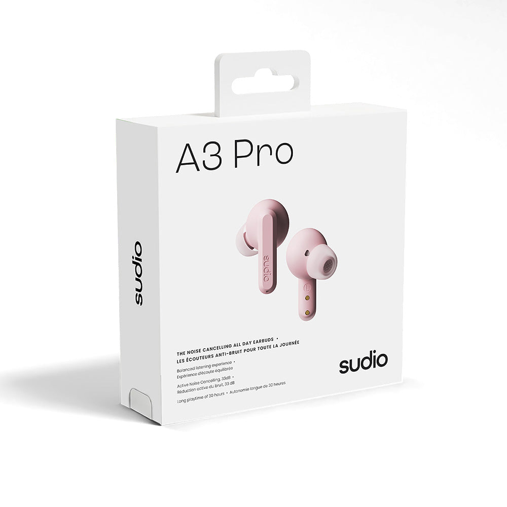 Sudio A3 Pro 防水主動降噪真無線耳機(粉紅色)