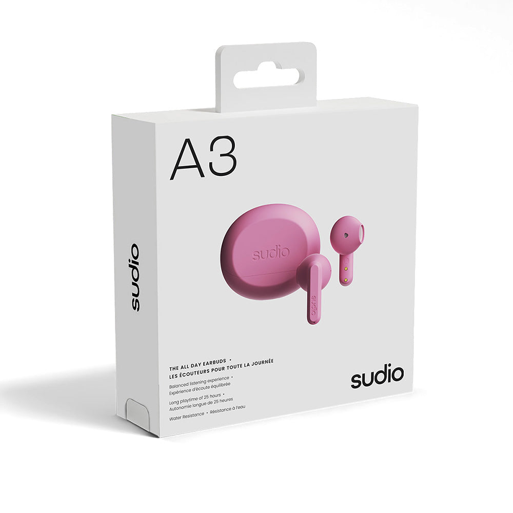 Sudio A3 防水真無線耳機(粉紅色)