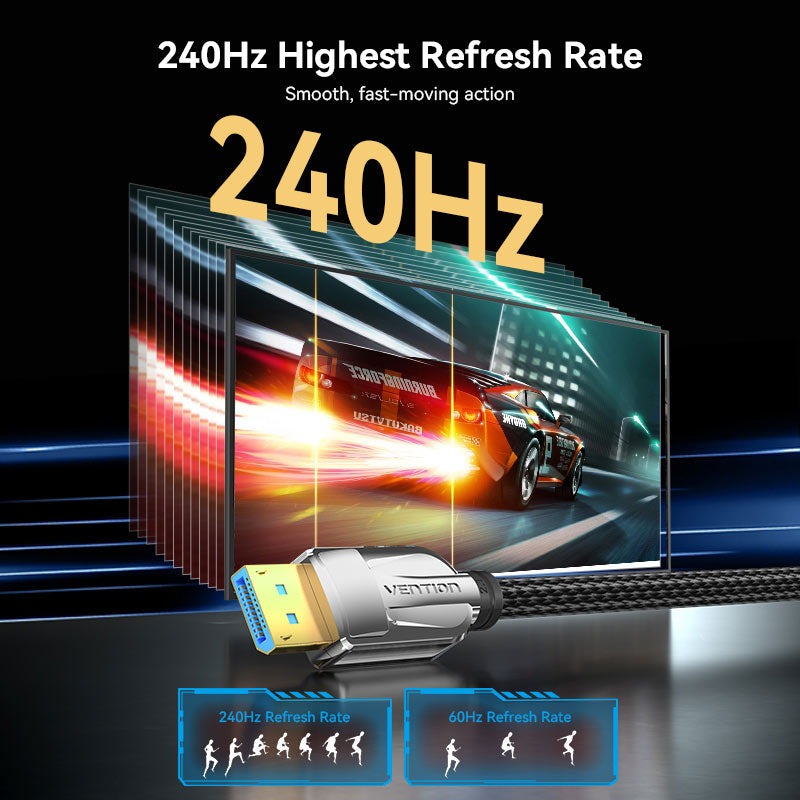 Vention Displayport 2.1 16K@30Hz/10K@60Hz/4K@240Hz 尼龍編織影像線(5m)
