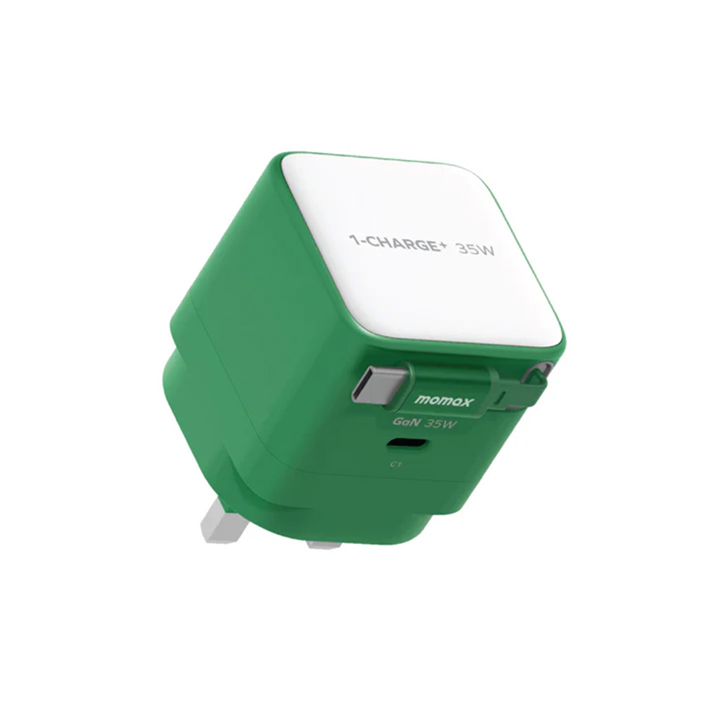 MOMAX 1-Charge+ 35W GaN 單輸出及伸縮USB-C 線充電器(綠色-35w)