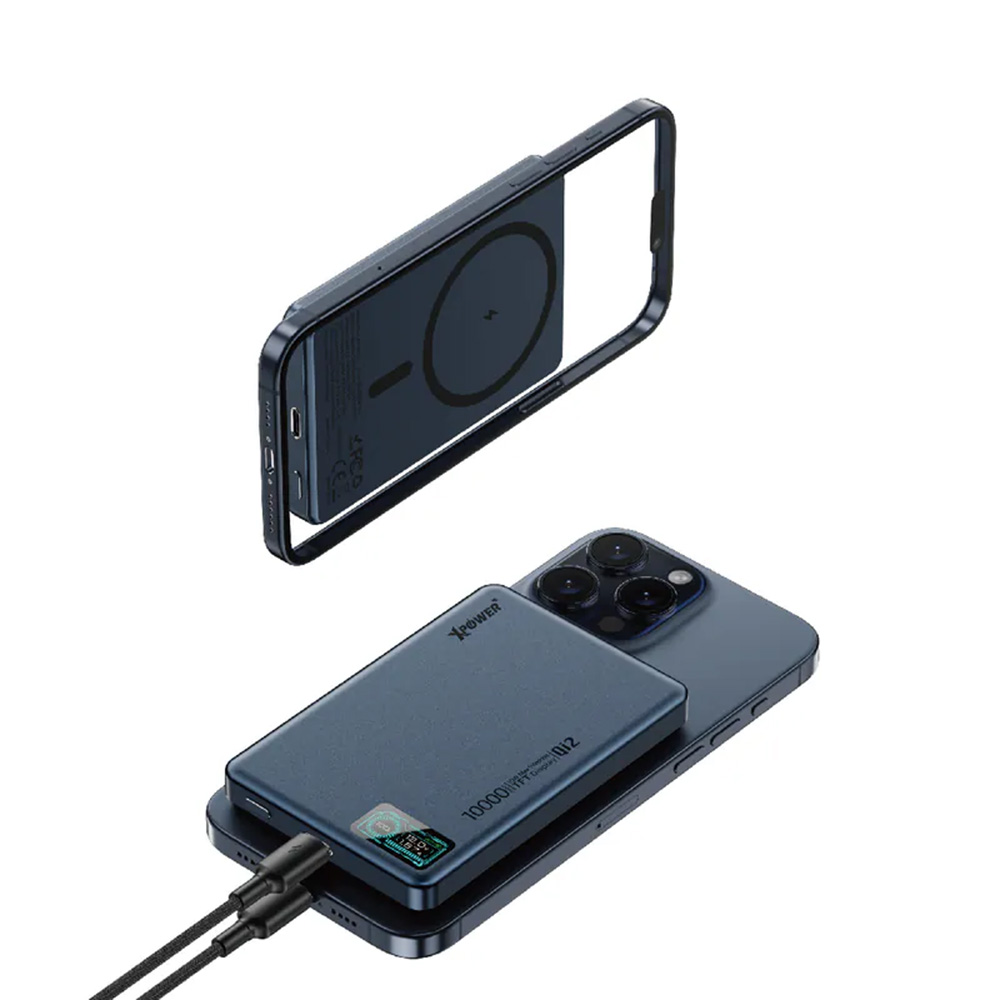 XPower MagDigita² 第2代 彩屏顯示 鋁合金外殼10000mAh PD3.0+ QI2磁吸移動電源(Blue)
