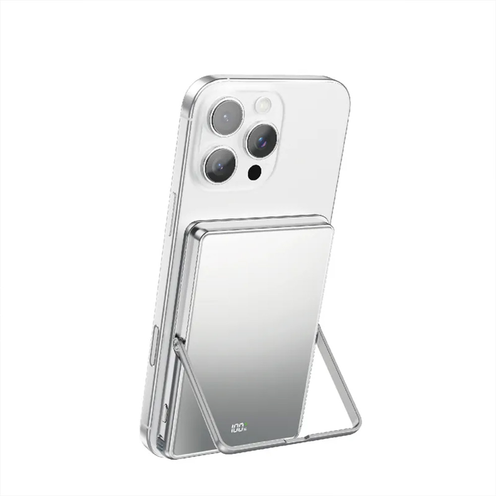 XPower M10K2 5合1鋅合金支架數顯10000mAh PD+QI2磁吸移動電源(Silver)