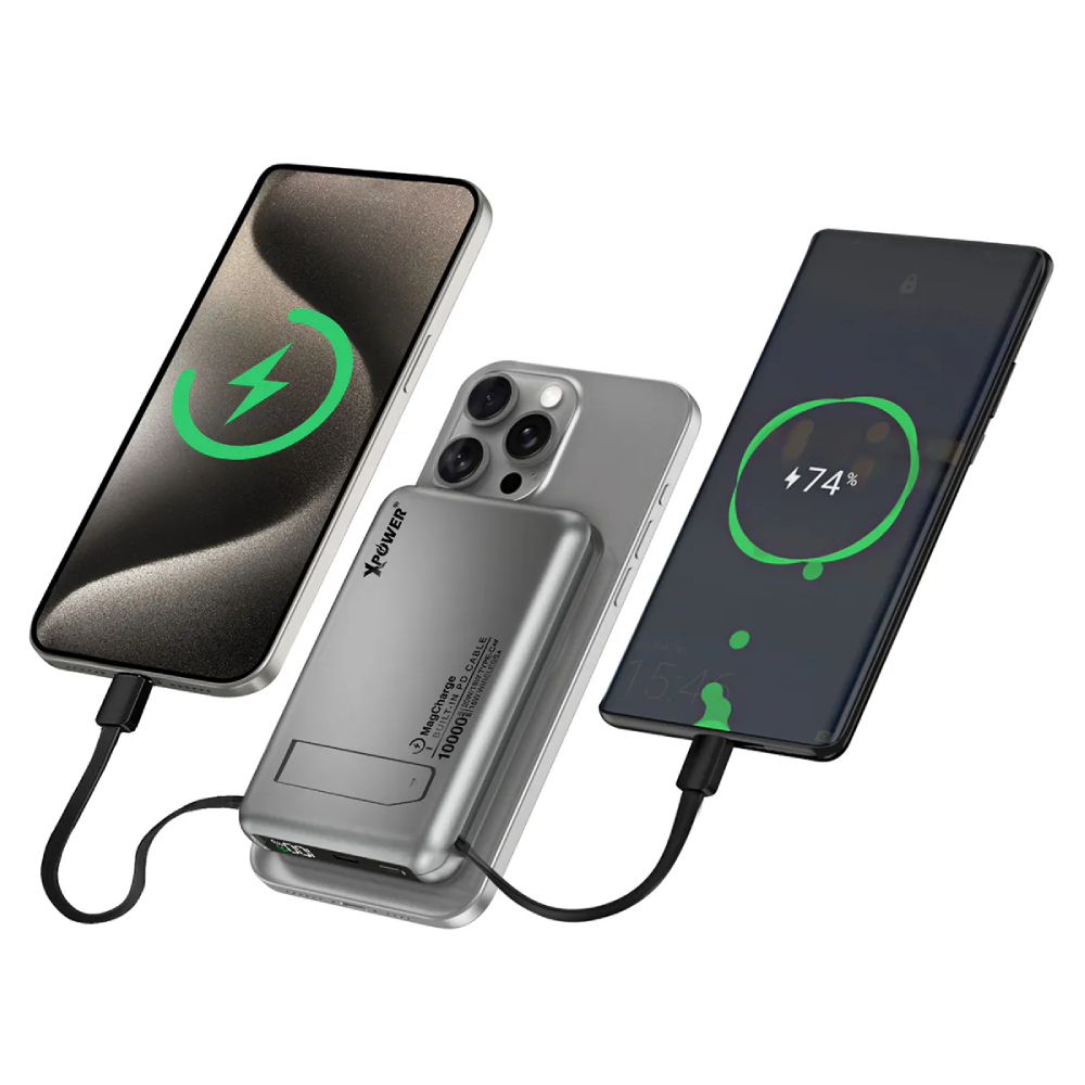 XPower M10C+ 6合1多功能數顯10000mAh 20W PD3.0 + 磁吸無線移動電源(Silver)