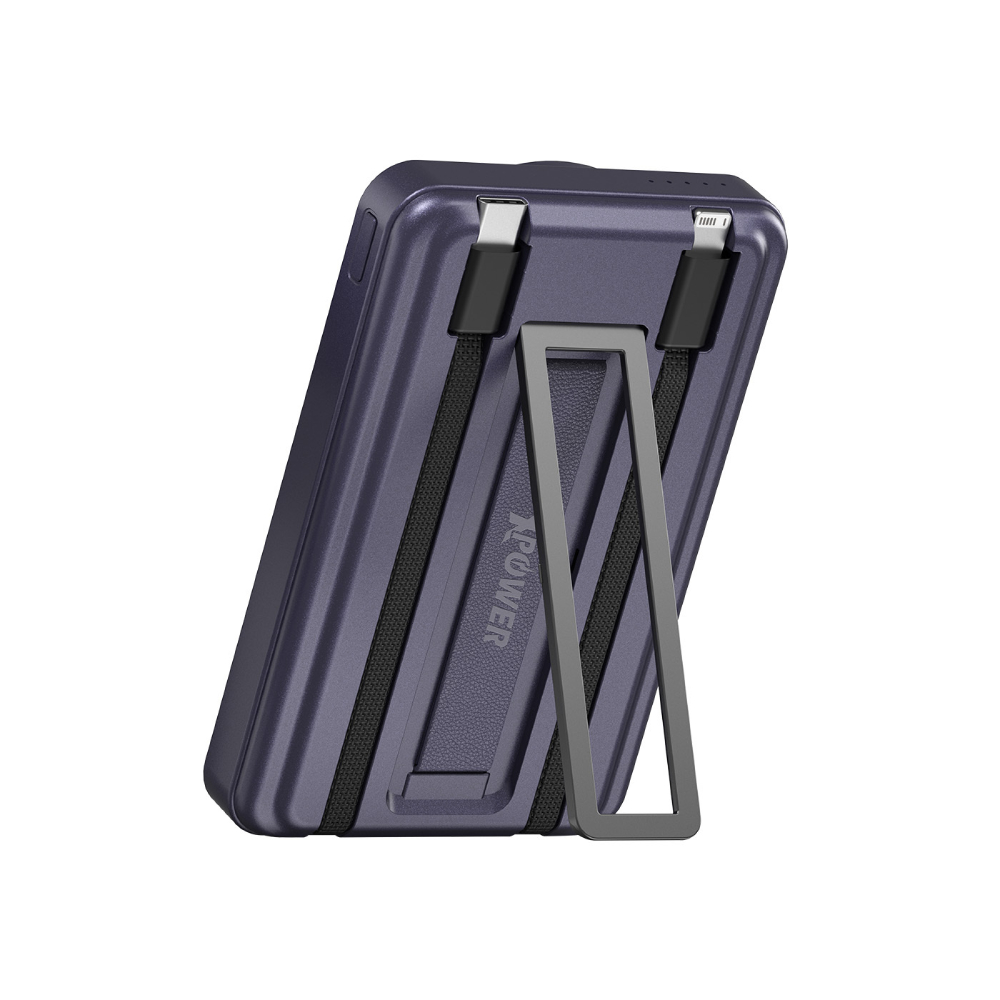 XPower M10R 7合1 10000mAh PD 3.0雙內置線+磁吸無線移動電源連支架(Purple)