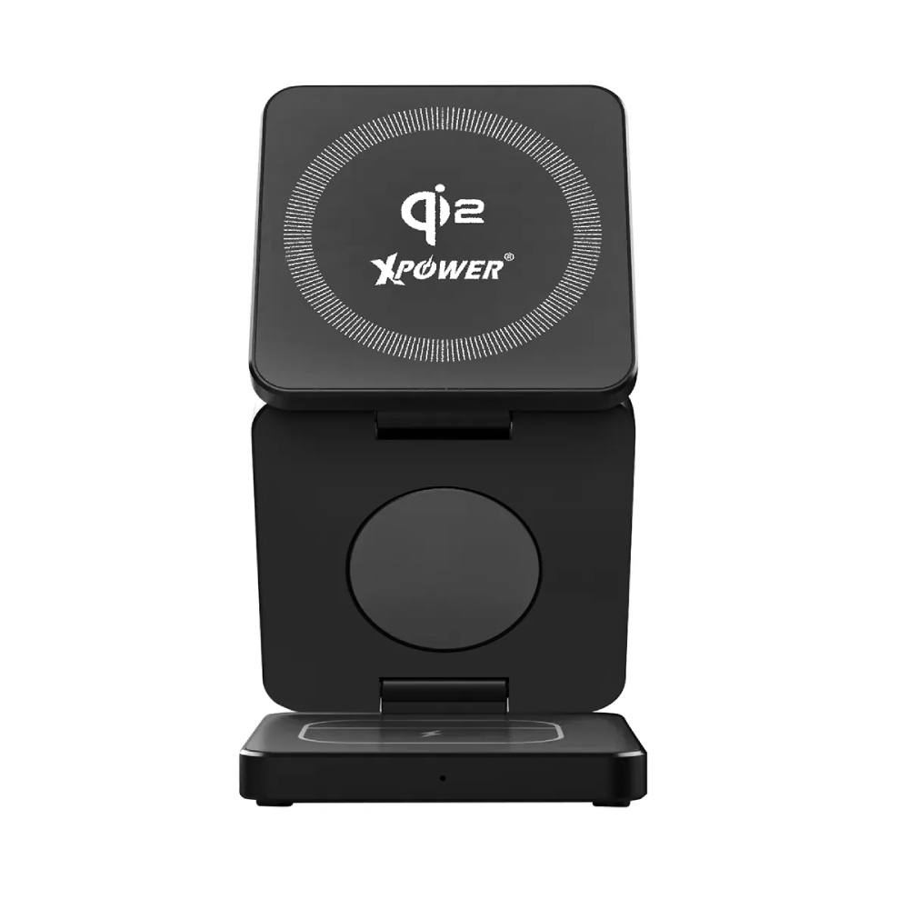 XPower WLS23 3合1 Qi2 23W MagSafe磁吸無線充電座(Black)