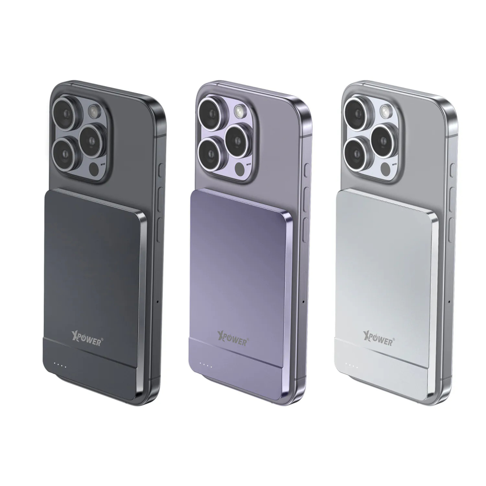 XPower M5J 2合1超薄鋁合金5000mAh 15W無線快充+20W PD移動電源(Purple)