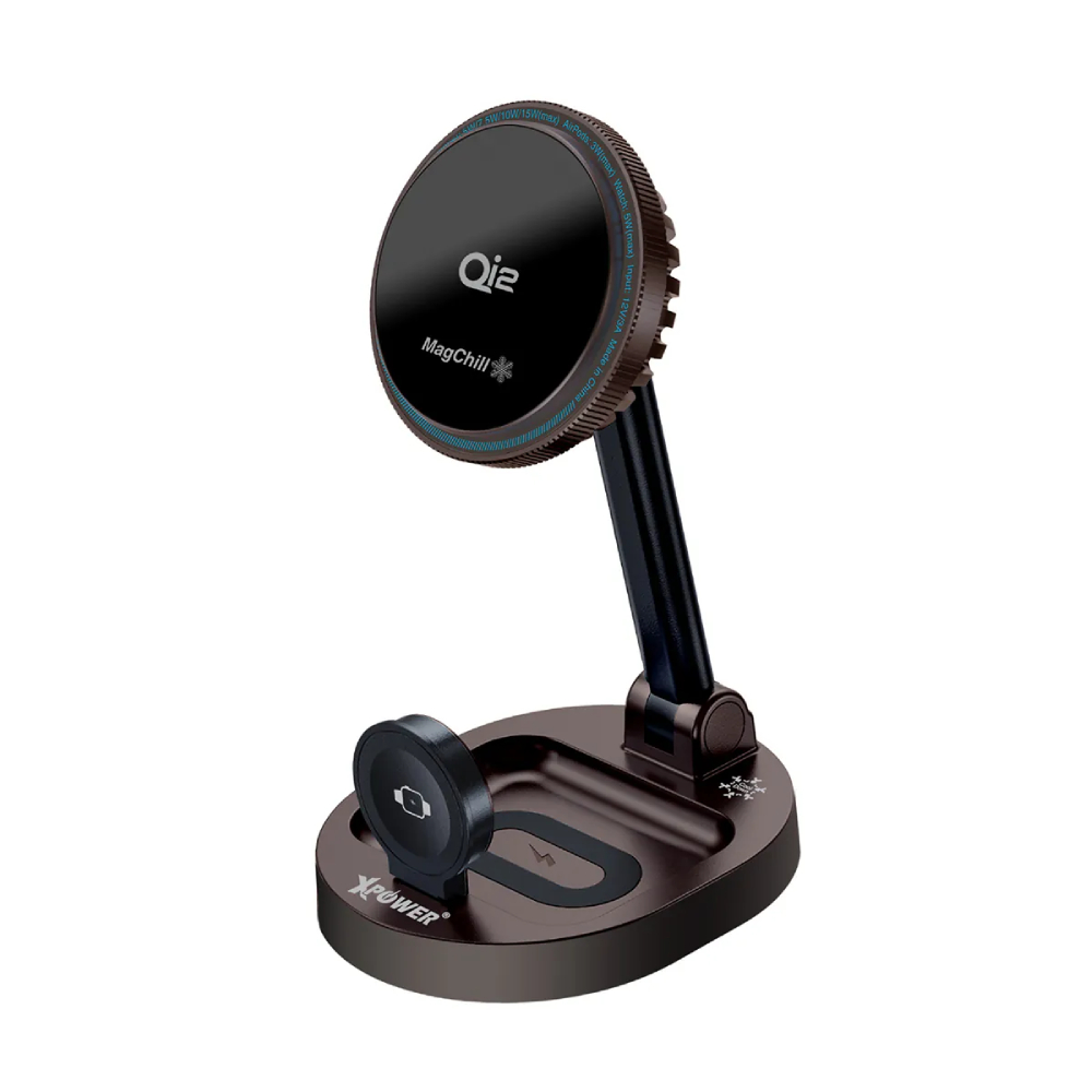 XPower MAGCHILL 3in1 Qi2 15W 半導體制冷 MagCharge  冰冷磁吸無線充電座(Desert Titanium)