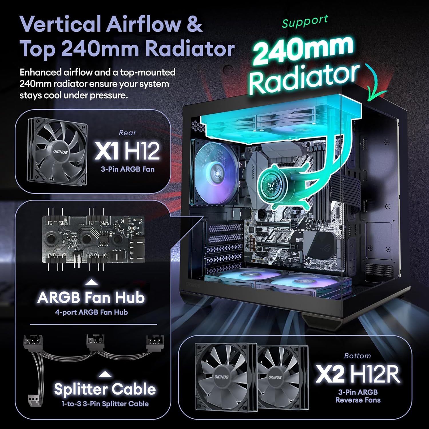 Okinos Mirage 4 ARGB MATX機箱(白色)