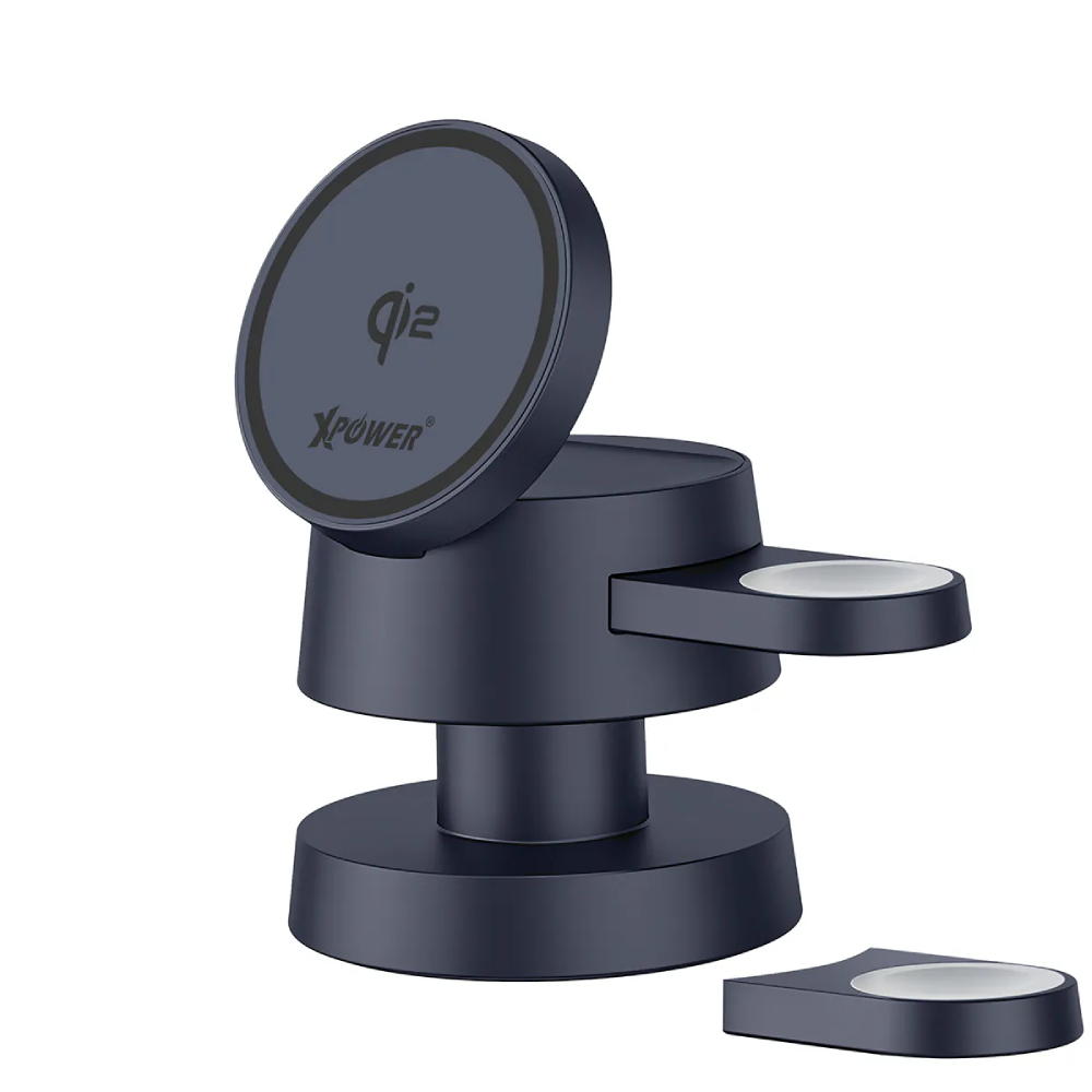 XPower MAGCRAFT 5合1 Qi2 15W MagCharge磁吸無線充電座(Grey)