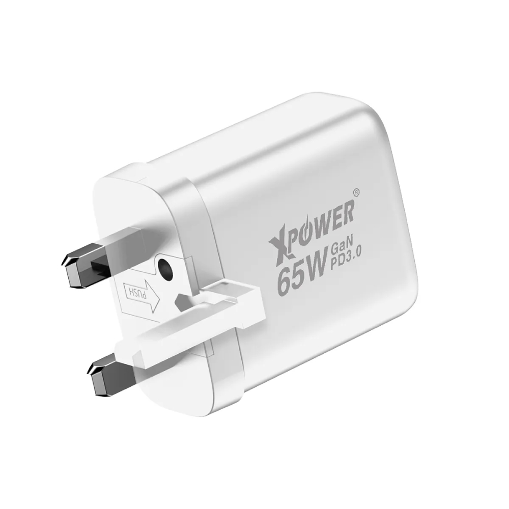 XPower GW65C 65W可摺疊伸縮腳3輸出 PD3.0/PPS/QC 迷你快充插牆GaN充電器(White)