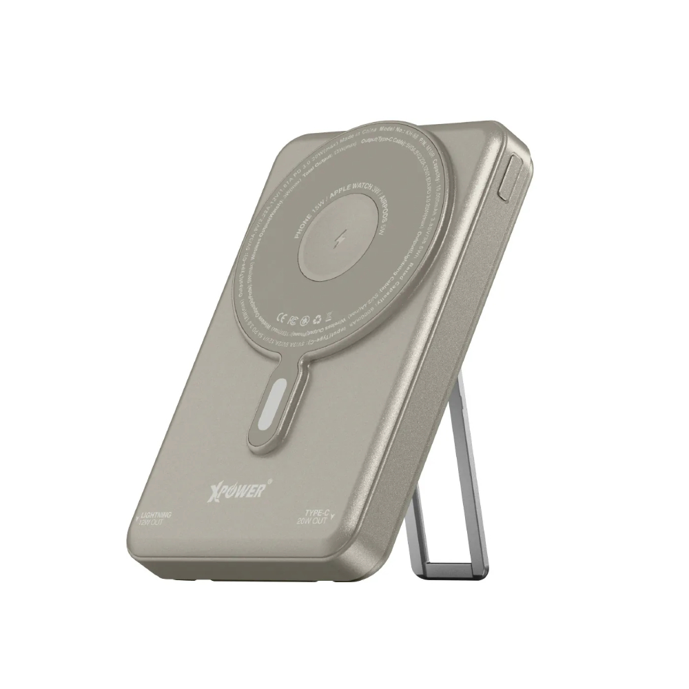 XPower M10R 7合1 10000mAh PD 3.0雙內置線+磁吸無線移動電源連支架(Titanium)