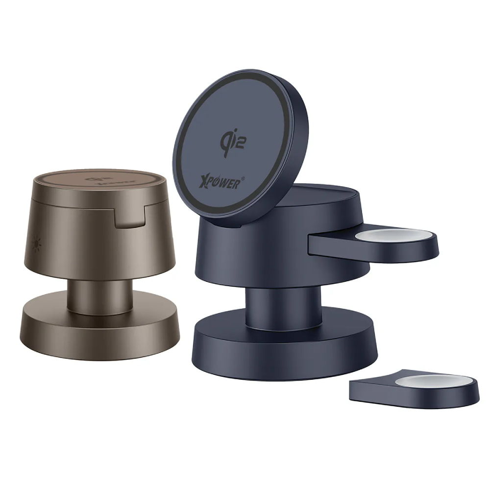 XPower MAGCRAFT 5合1 Qi2 15W MagCharge磁吸無線充電座(Grey)