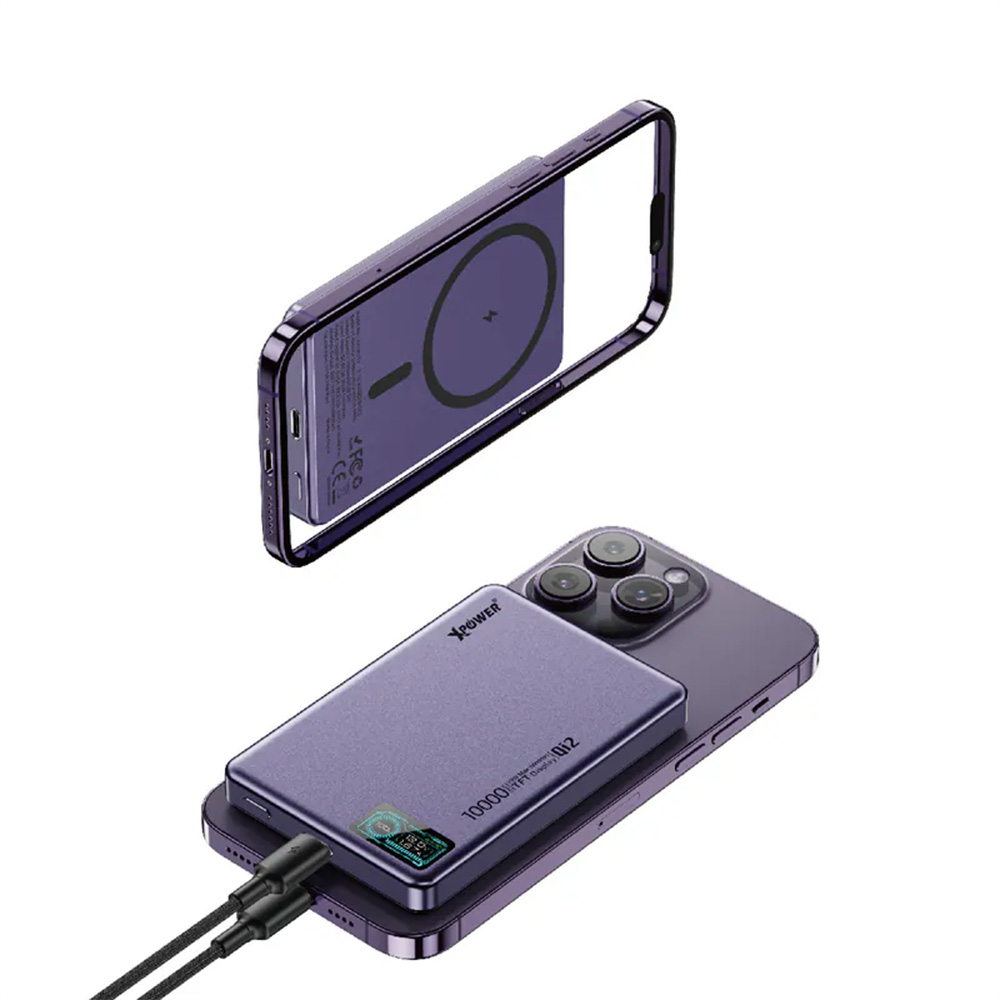 XPower MagDigita² 第2代 彩屏顯示 鋁合金外殼10000mAh PD3.0+ QI2磁吸移動電源(Purple)