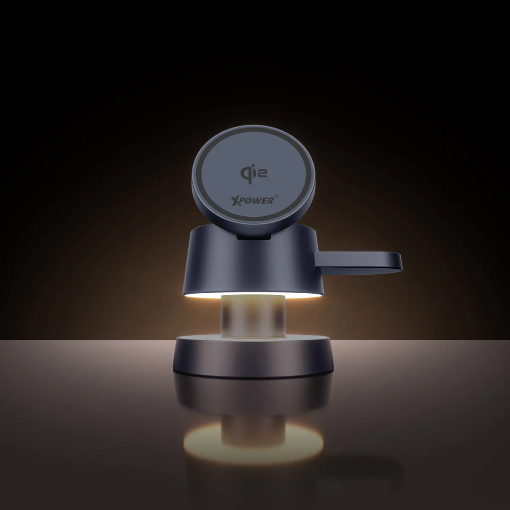 XPower MAGCRAFT 5合1 Qi2 15W MagCharge磁吸無線充電座(Grey)