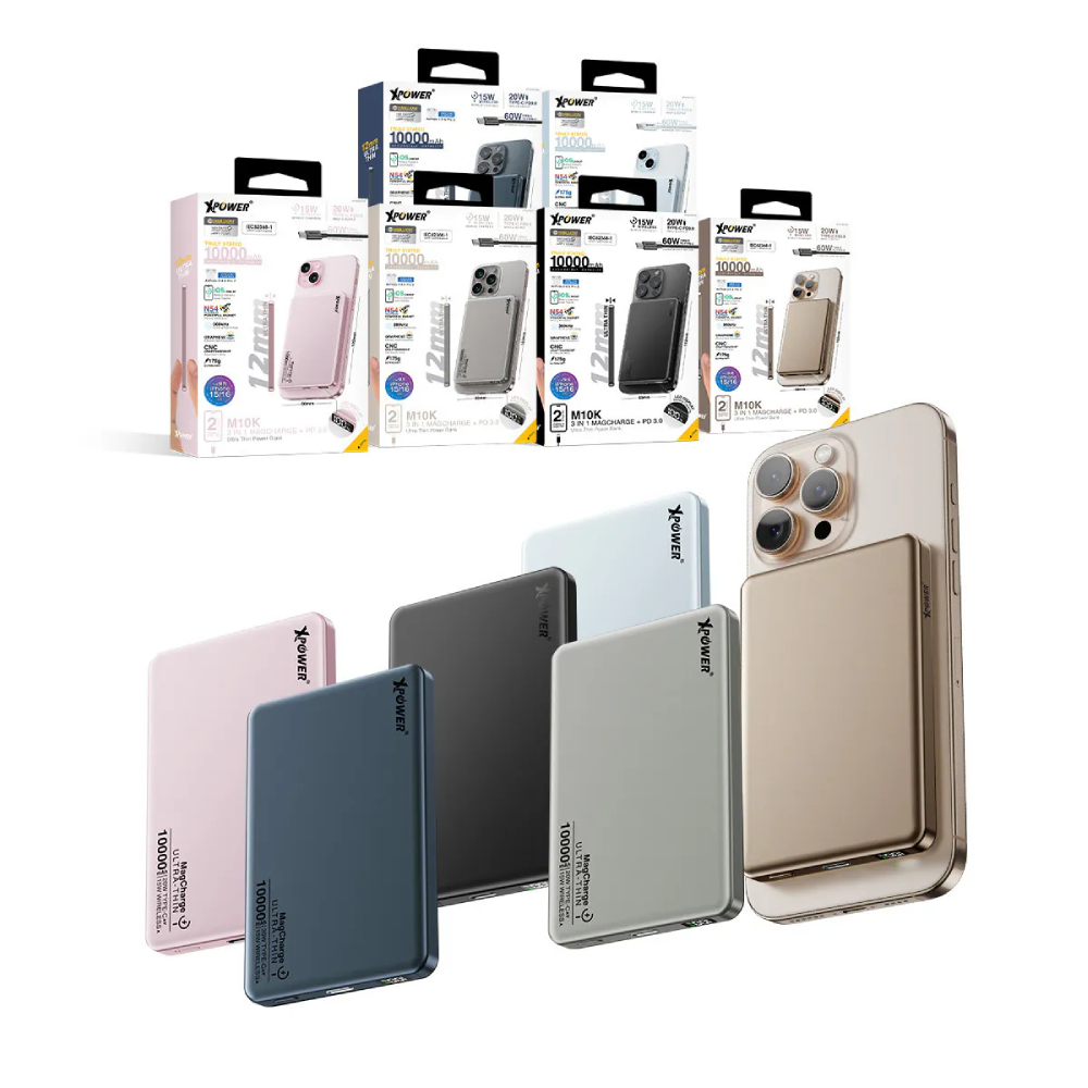 XPower M10K 3合1鋁合金數顯 10000mAh PD3.0+磁吸無線外置充電器(Aluminum blue)