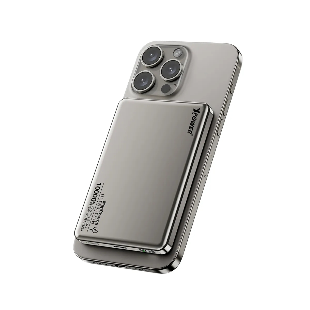 XPower M10K 3合1鋁合金數顯 10000mAh PD3.0+磁吸無線外置充電器(Titanium)