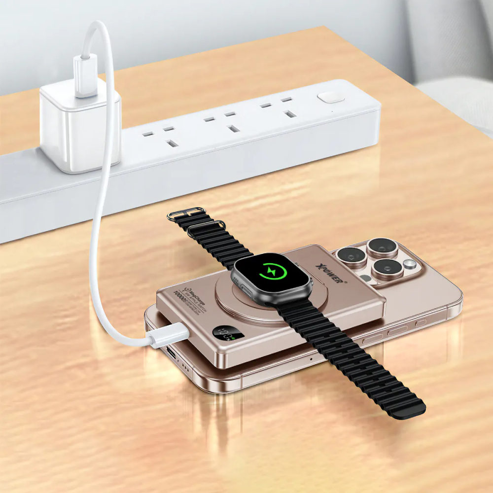 XPower M10Q 6合1 超薄鋁合金數顯 10000mAh 15W&5W 磁吸無線快充+20W PD移動電源(Desert Titanium)