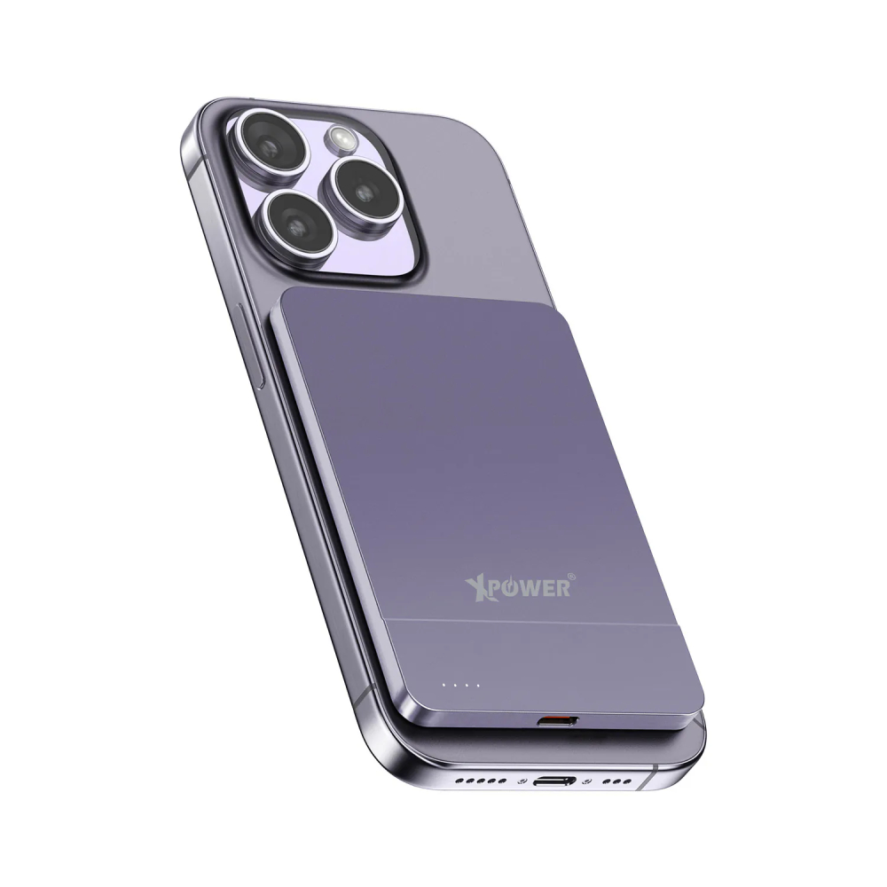 XPower M5J 2合1超薄鋁合金5000mAh 15W無線快充+20W PD移動電源(Purple)