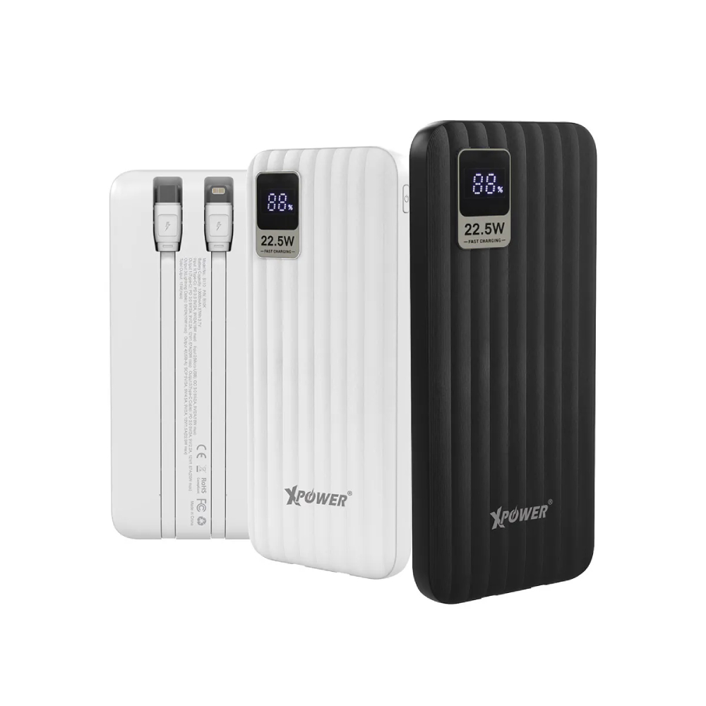 XPower B10K 4輸出雙內置線Type-C PD & Lightning 10000mAh PD+SCP充電器(White)