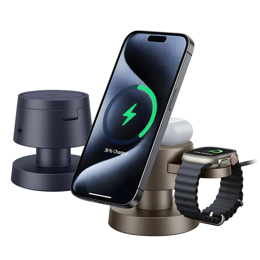 XPower MAGCRAFT 5合1 Qi2 15W MagCharge磁吸無線充電座(Grey)