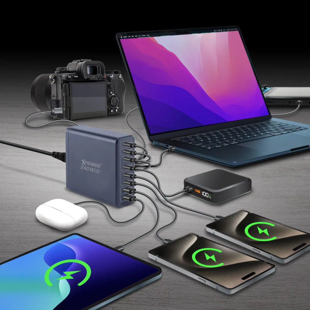 XPower PC240GaN 240W 8輸出 PD3.1/PPS 桌上型GaN充電器(Grey)