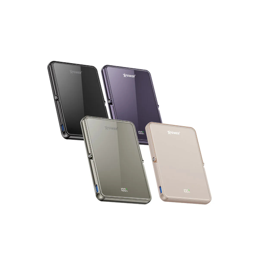 XPower M5K2 5合1鋅合金支架數顯5000mAh PD3.0+QI2磁吸移動電源(Desert Titanium)