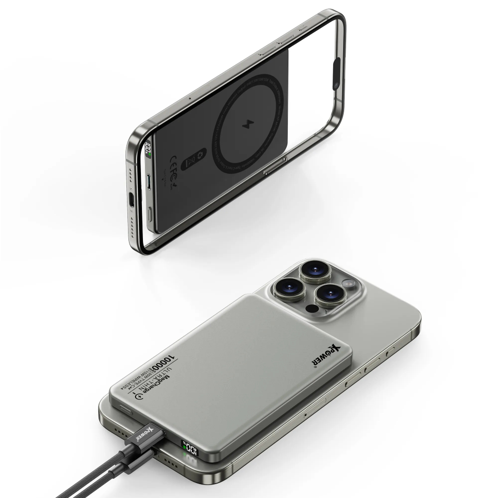 XPower M10K 3合1鋁合金數顯 10000mAh PD3.0+磁吸無線外置充電器(Titanium)