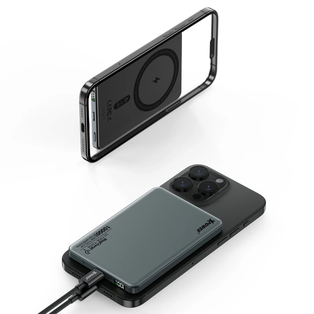 XPower M10K 3合1鋁合金數顯 10000mAh PD3.0+磁吸無線外置充電器(Aluminum Grey)