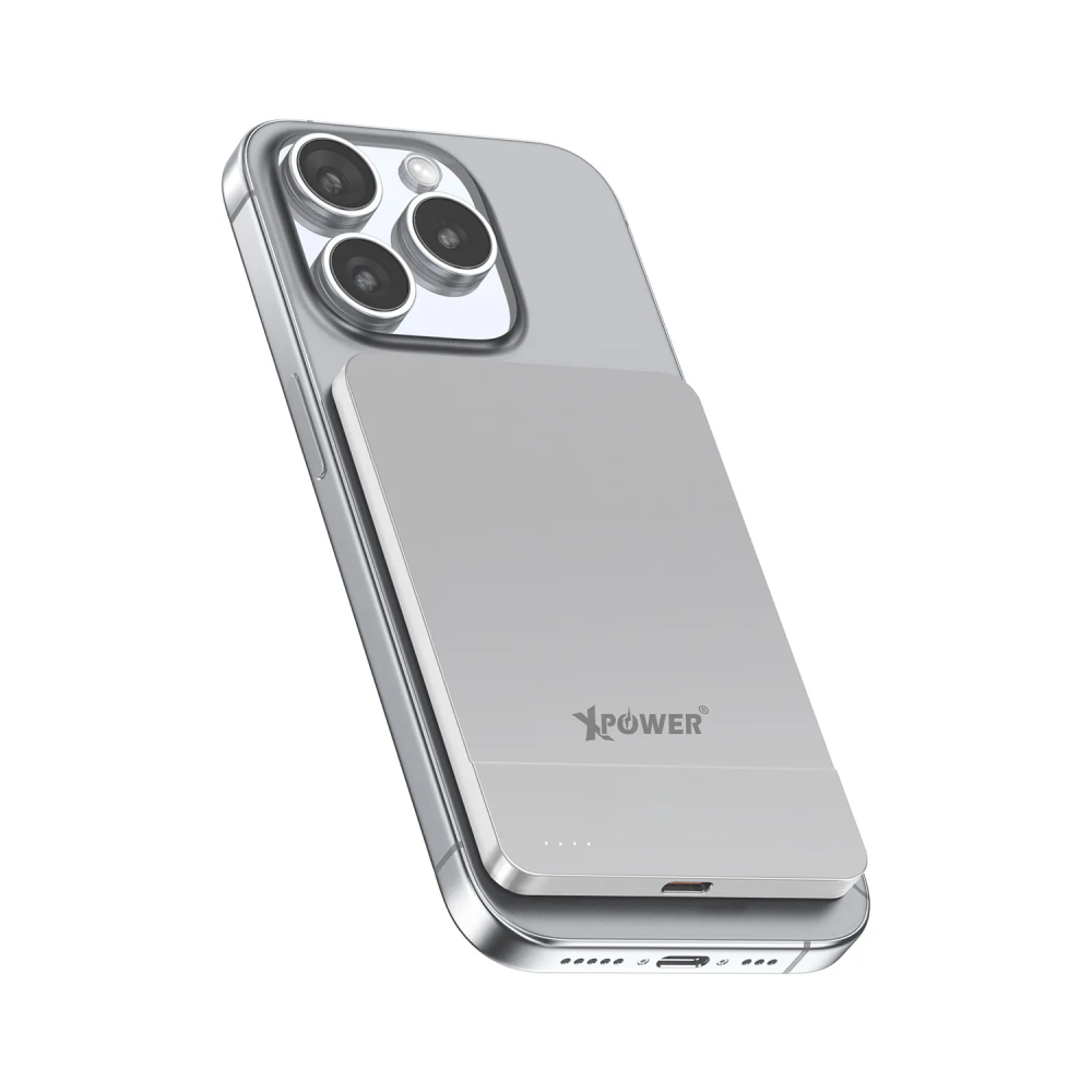 XPower M5J 2合1超薄鋁合金5000mAh 15W無線快充+20W PD移動電源(Silver)