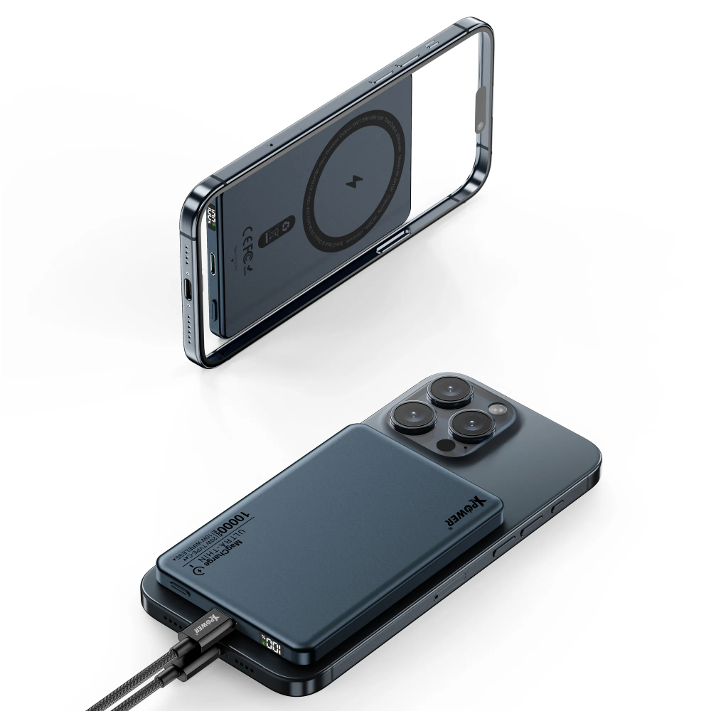XPower M10K 3合1鋁合金數顯 10000mAh PD3.0+磁吸無線外置充電器(Aluminum blue)