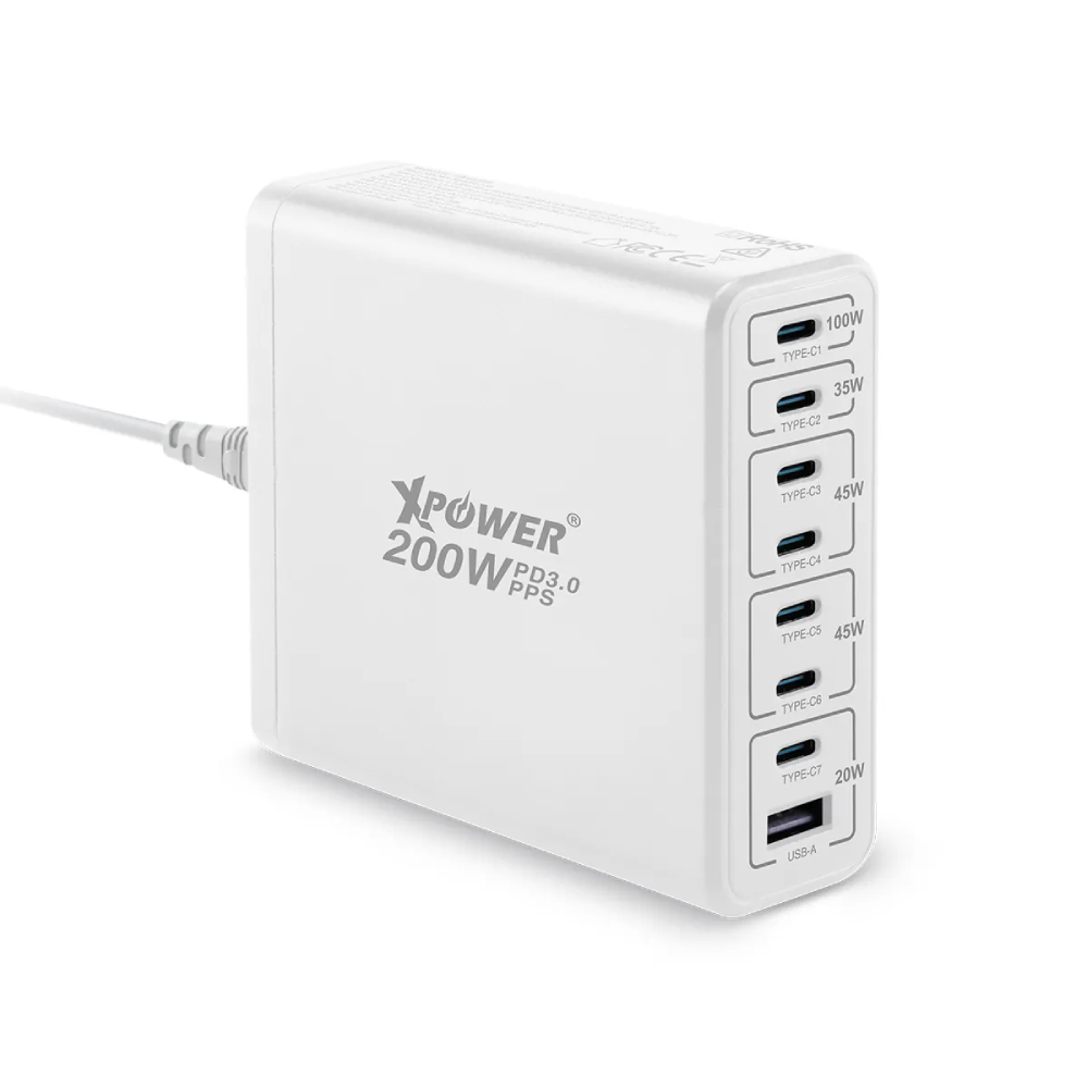 XPower GX200B 200W 8輸出PD3.0/PPS桌上型GaN充電器(White)