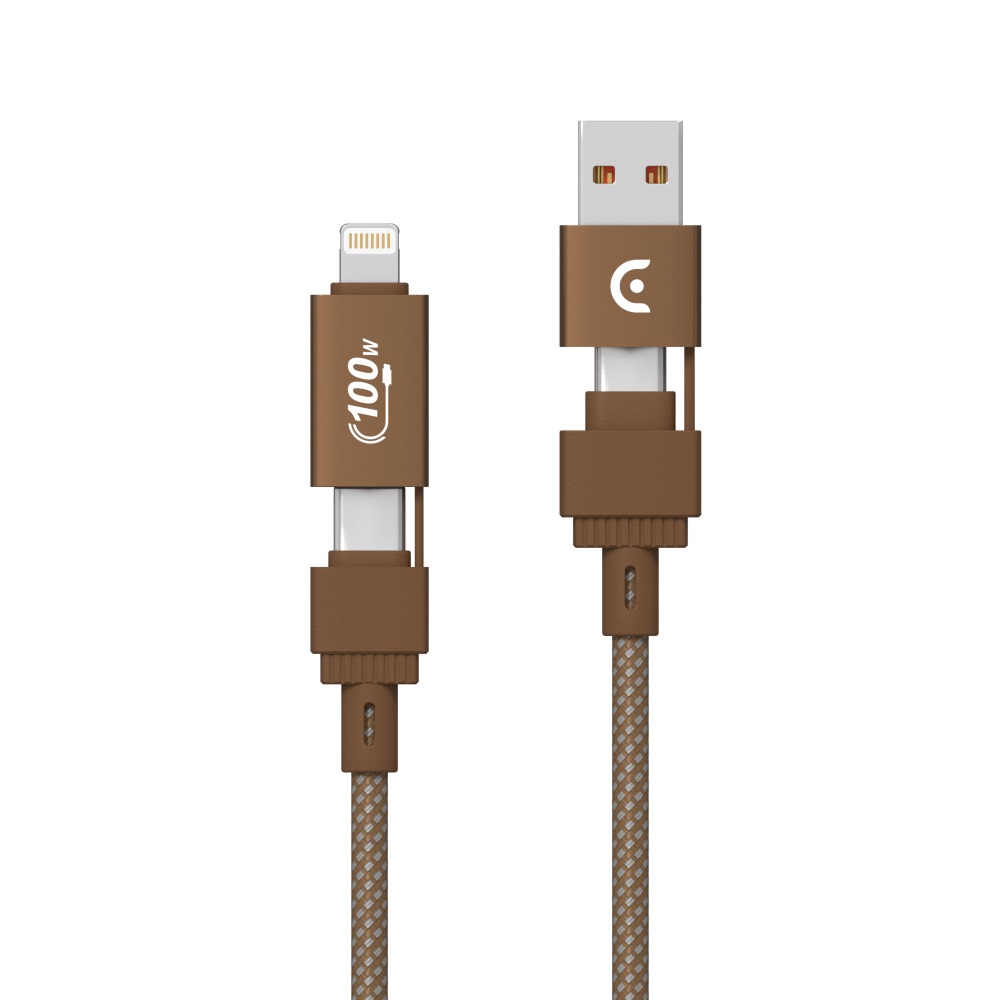 Elementz 100w 4-in-1 磁吸收納充電線(N42)(120cm-古銅色)