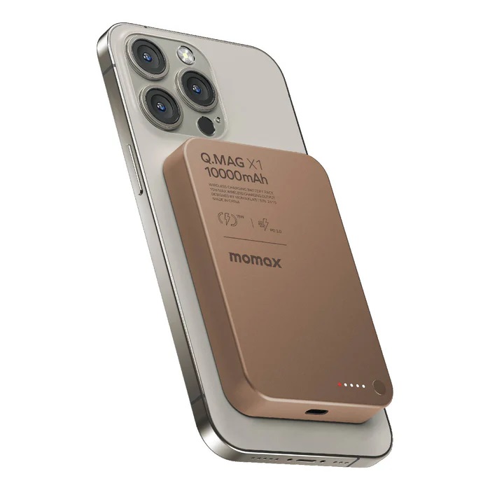 MOMAX Q.Mag X1 超薄磁吸流動電源 10000mAh - 第二代 (CCC 認證)(金色)