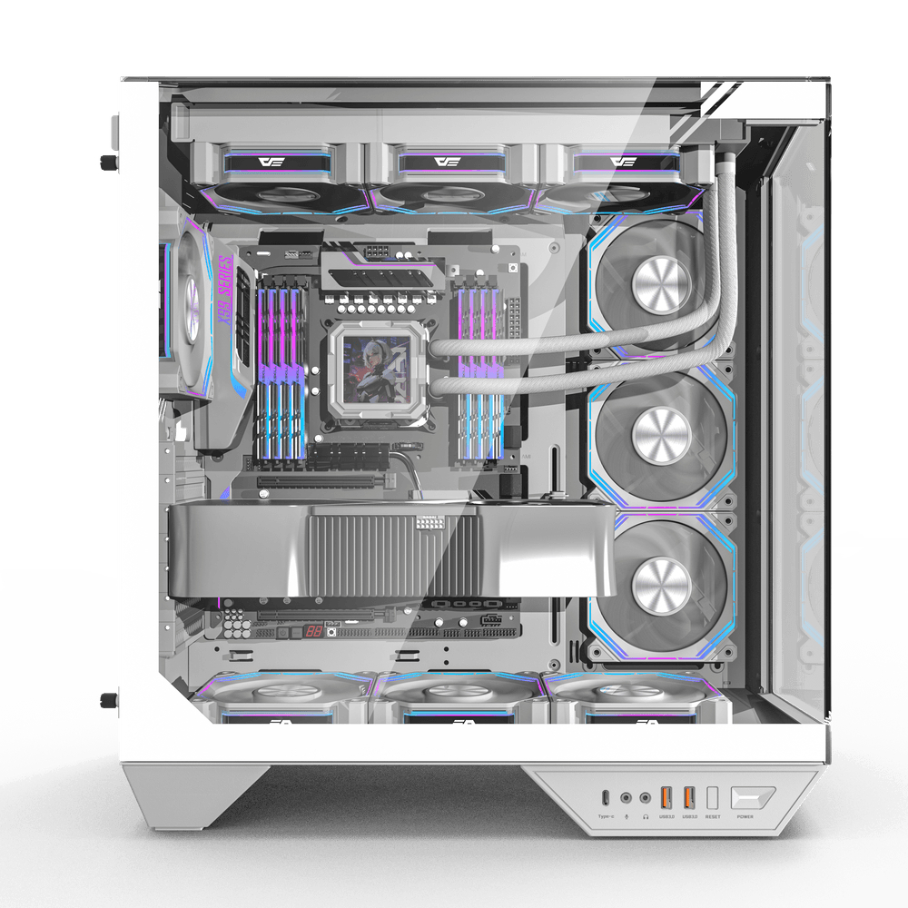 darkFlash DY470 ATX機箱 (預裝4把ARGB風扇)(白色)