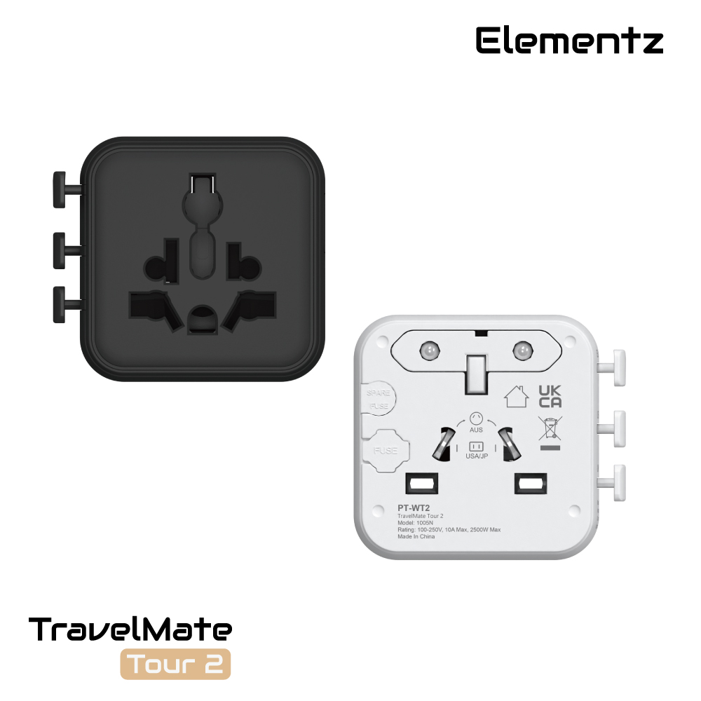 Elementz TravelMate Tour 2 Adapter 充電器(PT-WT2)(白色)