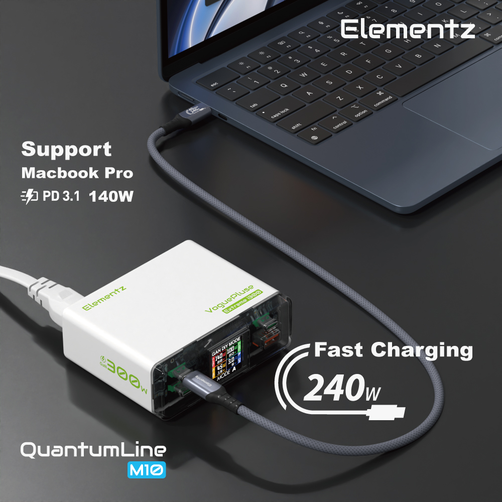 Elementz USB4 USB C To C 240W/8K@60Hz/40Gbps 高速傳輸充電線(NQL-M10)(200cm)