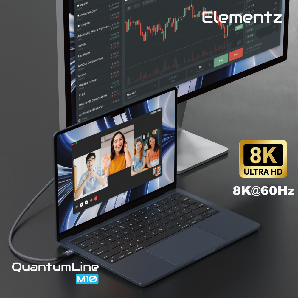 Elementz USB4 USB C To C 240W/8K@60Hz/40Gbps 高速傳輸充電線(NQL-M10)(200cm)