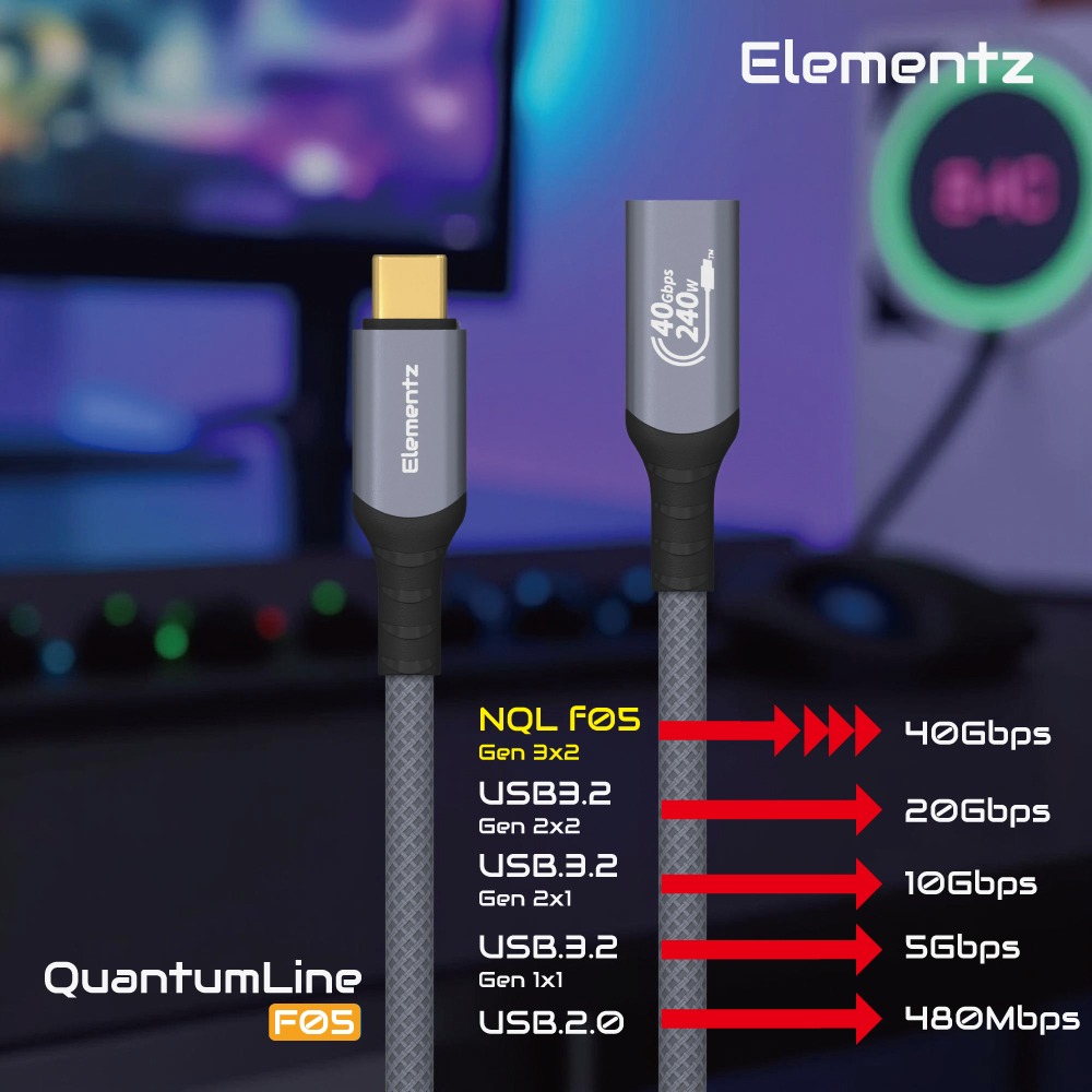 Elementz USB4 USB C To CF 延長線(NQL-F05)(100cm)