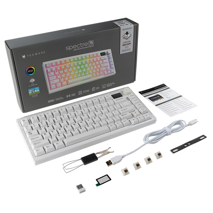 Tecware Spectre 75 RGB 三模 無線機械式遊戲鍵盤(白色-青軸)