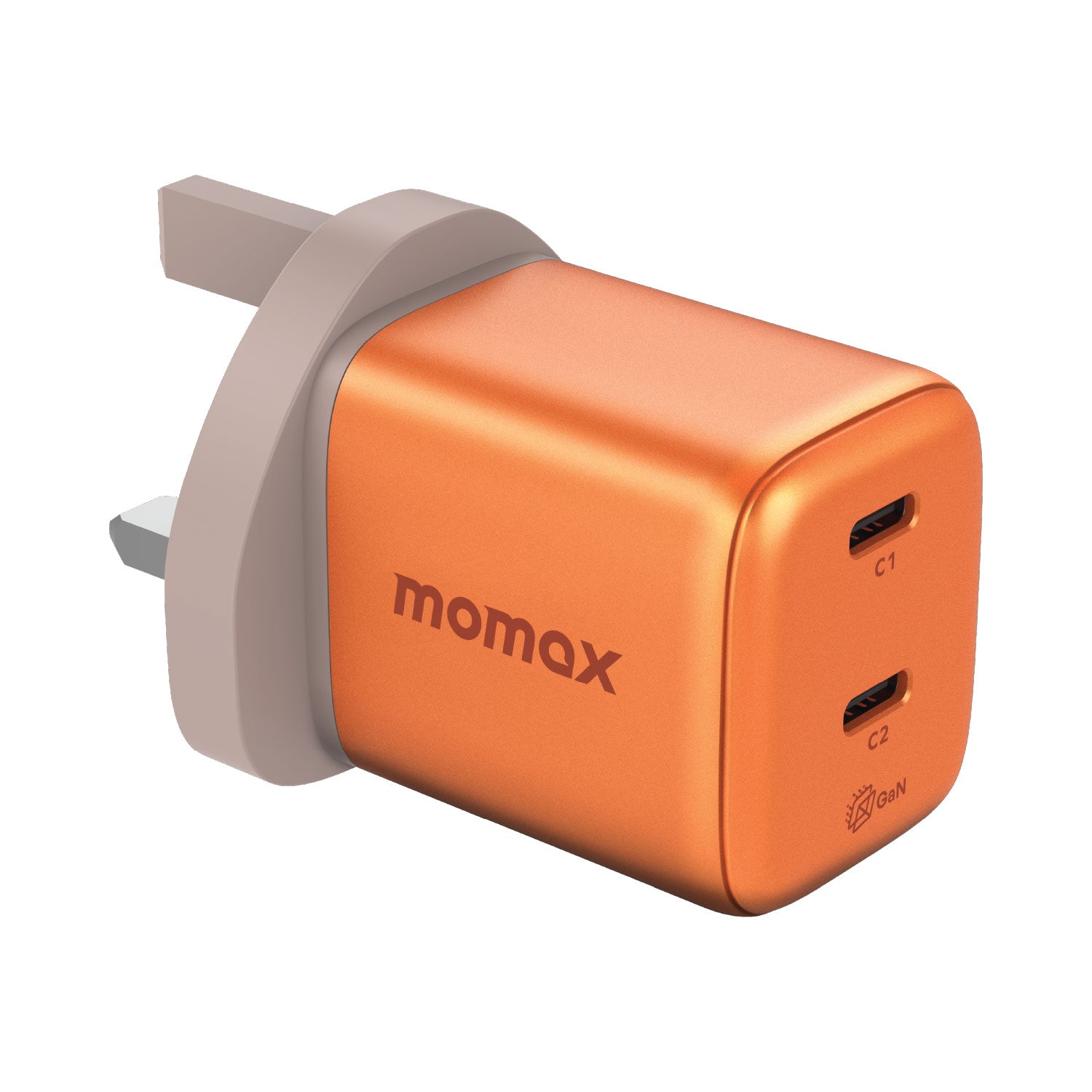 MOMAX 1-Charge 2-Port 45W GaN 雙輸出充電器(橙色)