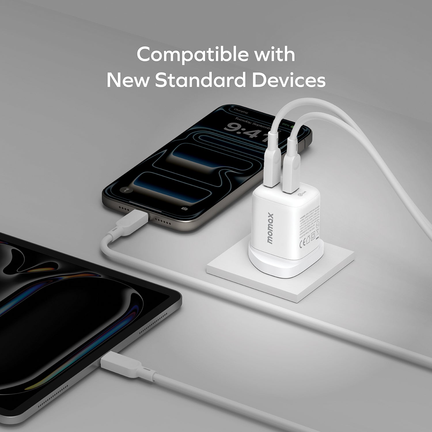 MOMAX 1-Charge 2-Port 45W GaN 雙輸出充電器(橙色)