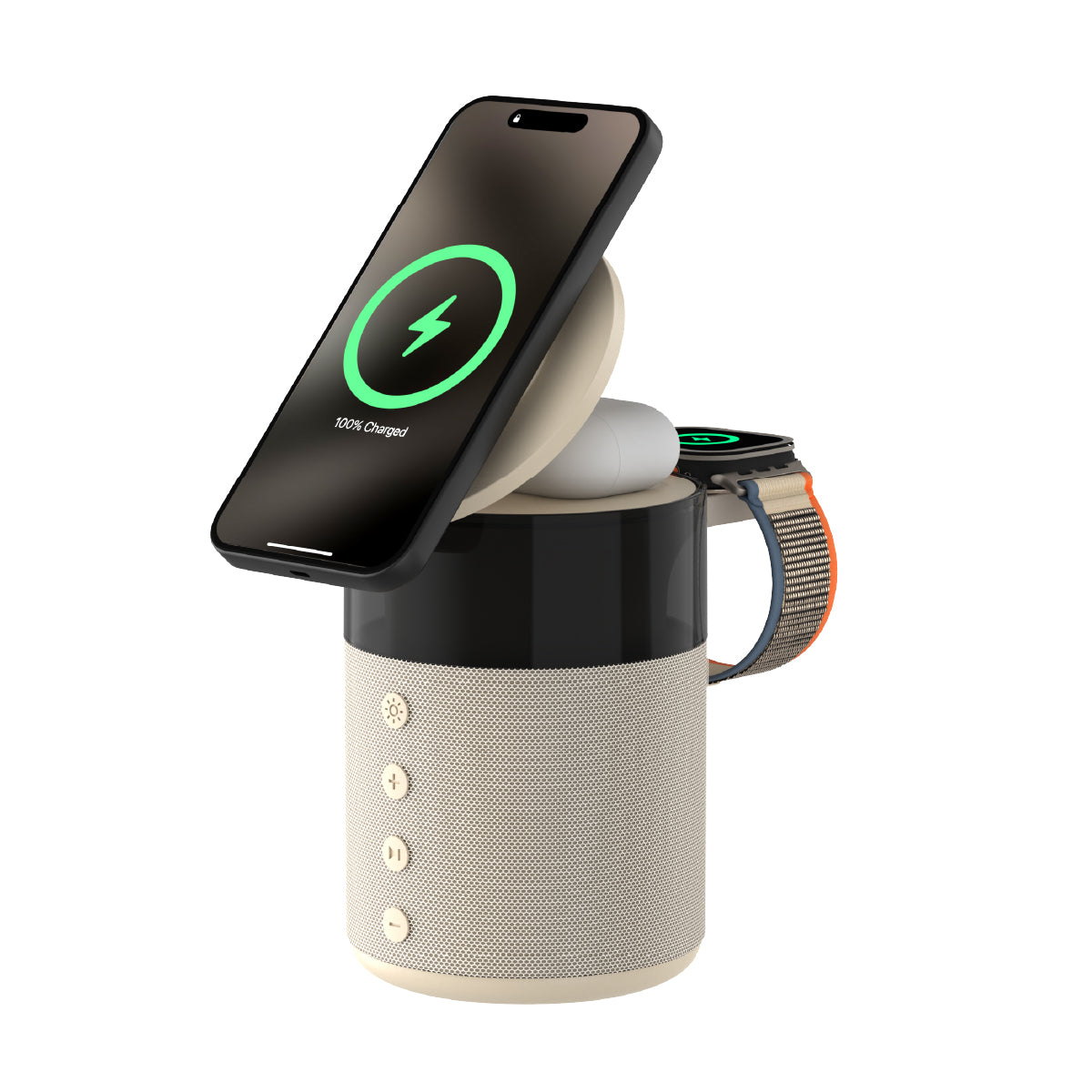 Vinnic Smoky Dome 5-in-1 Charging Dock | 15W 無線充 + 藍牙音響 + 氛圍燈(棕色)