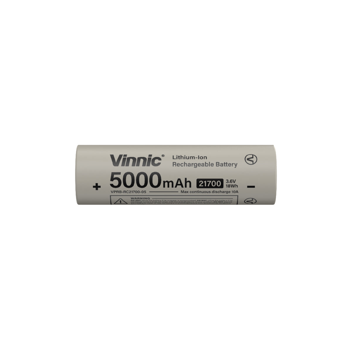 Vinnic 21700 5000mAh 矽碳充電式鋰離子電池 3.6v 18wh 單粒裝