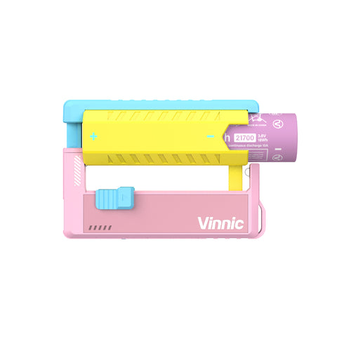 Vinnic Rendezvous 5000mAh 可換電 Type-C 直插式 雙輸出行動電源 (附21700電池兩枚及專用鋰電充電座)(粉紅)