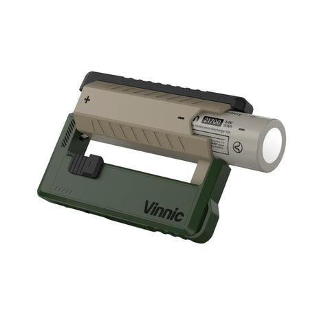 Vinnic Rendezvous 5000mAh 可換電 Type-C 直插式 雙輸出行動電源 (附21700電池兩枚)(軍事綠)